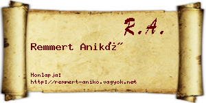 Remmert Anikó névjegykártya